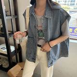 2021 New Style Korean Denim Vest Jacket Women Loose Trend Outer Wear Spring and Autumn Vest Vest Trend Jackets for
