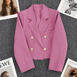 Toloer Jade Green Suit Jacket Female Autumn 2024 New Small Person Temperament Casual Versatile Small Suit Woman-Outfit