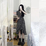 Toloer Break French Black Floral Dress Female Summer 2024 New Small Feeling Chiffon Temperament Dress-Outfit