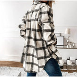 Oversize Women's Plaid Shirt Jackets Long Sleeve Ladies Tops Outwear 2021 Spring Autumn Loose Women Blends Check Buttons