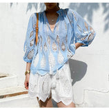 Summer New Cheesy Wind South France Vacation Embroidered Shorts Women's White Casual Pants Women's