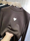 Toloer Waxy Elastic Double-Sided German Velvet Bottom Shirt Female Slim Slim Love Half High Collar With Long-Sleeved T Shirt Jacket