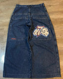 Year's New Skeleton Embroidered Jeans For Men's Casual Street Style Korean Version Of The Trend Is Loose-Outfit