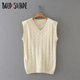 Bold Shade Vintage Streetwear Fashion 90s 2pcs Sets Knitting Twist Sweater Vest and Knee Length Shorts Matching Sets Winter