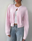 And Winter Sweater Women's Fashion Thin Round-Neck Long Sleeve Button Short Loose Cardigan Top