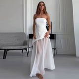 New Women's Wear Bra Sleeveless Mesh Splicing Temperament White