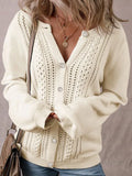 And Winter New Solid Color Hollow Commuting Single Row Buckle Knitted Jersey Sweater