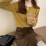 Cashmere Sweater Cardigan Women Single Breasted Long Sleeve Elegant Vintage Jumper Solid Wool Knitted Autumn Winter