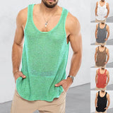 Toloer Spring And Summer Men's Casual Top Tank Top Sleeveless Knit Pure Color Men's Sweater
