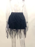 Gothic Punk, Spider Web, Tassel, Half Skirt, Dark Wind, Short Skirt-Outfit