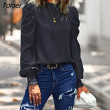 Collar Puff Sleeve Pullover Blouse Women Pleated Vintage Elegant Green Blosues Women Loose Autumn Fuchsia Shirt Tops
