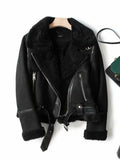 2022 Winter Women Faux Shearling Jackets Sheepskin Fake Leather Jackets Coat Lady Thick Warm Suede Lambs Short Brown