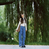 Dark Blue Straight Jeans Women Summer Thin Small Tall Waist Display Thin-Legged Long