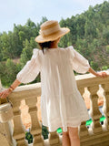 New White French Dress Holiday Style Bubble Sleeve Short Skirt Girl Fairy Korean Small Man