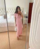 Summer New Women's Pure Color Collar Simple Long