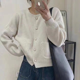 Xiaoxiangfeng Short Sweater Women's 2024 Autumn Soft Waxy Sweet Single-Breasted Round-Neck Sweater Tide-Outfit