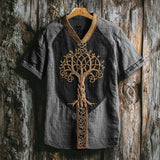 Men's Short-Sleeved Casual V-Neck T-Shirt 3D Digital Print