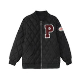 2024 Winter Retro Hong Kong Style Loose Diamond Baseball Clothes Cotton-Padded Coat Female Popular Logo Light Cotton-Padded Coat-Outfit