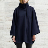 Christmas Bat Sleeve Capes Ponchos High Neck Casual 2022 Celmia Winter Coats Loose Solid Zipper Vintage Jackets Fleece