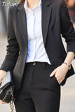 Women Blazer Elegant Chic Office Spring Autumn Professional Casual Solid Single Button Long Sleeve Blazer Straight Pants