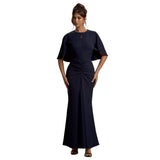New Hottie Mid-Sleeved Folded Skirt Dress Folded Bag Hip Sexy Dress