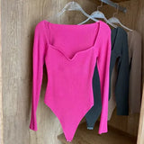 Winter Women's Sweater Sexy Low V-Neck Long Sleeve Red/Khaki/White Playsuit Female Elegant Knit Jumper Fashion New