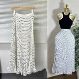Fashion Folding Wave Half-Dress French Sweet High-Waisted A-Shaped Skirt Mid-Long Folds
