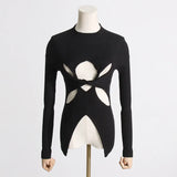 Toloer Girl Wind Knit Sweater Female 2024 Summer New Half High Collar Slim Show Thin Kink Senior Sense Hollow Top-Outfit