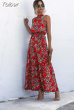 Long Dress Women Polka Dot Casual Beach Dresses Black Halter Strapless Yellow Sundress Vacation Dress Clothes For Women 618-0-Outfit