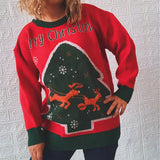 Christmas Women Knitted Sweater Retro Long Sleeve O-neck Santa Claus Knitting Pullover Sweater Top Jumper Knitwear Pull