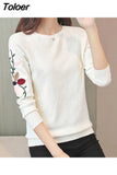 Slim Pullover Sweater Women 2023 Autumn Winter Floral Embroidery Knitted Jumper Female Knitwear Clothes Gray