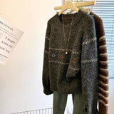 Toloer Horn Buckle Sweater Cardigan Women's Autumn And Winter Korean Loose Lazy Wind Embroidered Jakore Knitwear