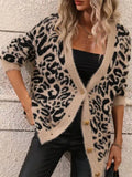 And Winter New Sweater Women's Large Size Loose Knit V-Neck Leopard Long-Sleeved Open-Shirt Coat