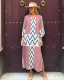Women's New Striped V-Neck Dress Women's Summer Loose Casual