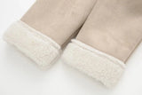 Beige Fur Lining Turn-Down Collar Biker Jacket-Outfit