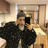 QWEEK Harajuku Gothic Denim Jackets Vintage Graphic Mujer Chaqueta Mall Goth Button Up Fall 2021 Women Hip Hop Kpop