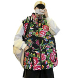 Chinese Wind Northeast Big Flower Cotton Vest Large Size Loose Autumn And Winter Coat Vest Vest Costume Sleeveless Coat-Outfit