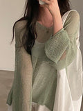 Oversized Long Sleeve Crochet Knit Top-Outfit