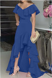 Temperament Sexy V-Neck Irregular Solid Color Hem Leaves On The Edge Of The Individual Design Lady