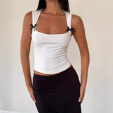 Toloer New Summer Y2K Fashion Bow Slim Short Style Sling Slim Vest