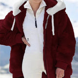 Hot New Autumn And Winter Loose Plush Multi-Color Hooded Coat
