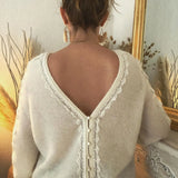 Valentine Lace Patchwork Sweater Women Autumn Winter Puff Sleeve V-neck Jumper Cardigan 2022 Vintage Chic Casual Sweaters