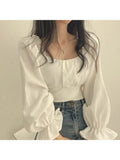 Blouse French Elegant Sweet Jumper 2023 New Korean Cute Age Reduction Retro Bow Top Fashion Trend Versatile Female Wear-Outfit