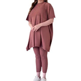The Autumn Of 2025, The New Round-Neck Bat Shirt Is A Large-Size Loose Knitted Knitted Casual Two-Piece