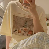 Aesthetic Print Oversized T-shirt-Outfit