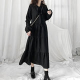 Orange Tsale Dress Women 2025 Spring New Loose Temperament Retro Black Dress Gentle Wind Chiffon