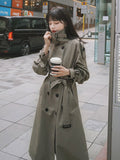 Brand New Spring Autumn Women Trench Coat Long Double-Breasted with Belts Flaps England Style Duster Coat Cloak Female