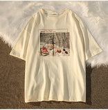Aesthetic Print Oversized T-shirt-Outfit