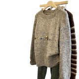 Toloer Horn Buckle Sweater Cardigan Women's Autumn And Winter Korean Loose Lazy Wind Embroidered Jakore Knitwear