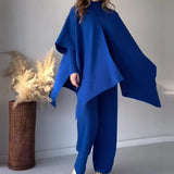 2025 New Solid Color Retro Base Knitted Bat Shirt Shawl Three Sets Of